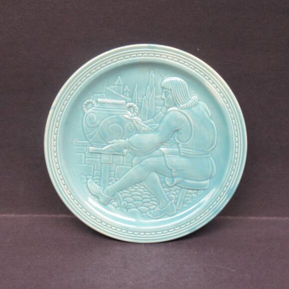 Homer Laughlin China Turquoise FIESTA 7 Inch 1939 Worlds Fair Potters Plate - Picture 1 of 4